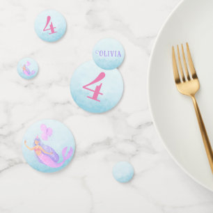 Mermaid Under the Sea Birthday Girl Age Blue Confetti
