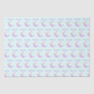 Mermaid Under the Sea Birthday Girl Age Blue Tissue Paper