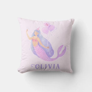 Mermaid Under the Sea Birthday Girl Age Cushion