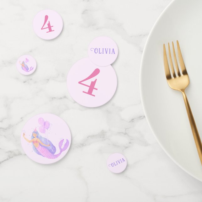 Mermaid Under the Sea Birthday Girl Age Pink Confetti (Group)