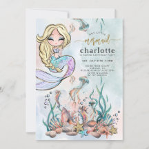 Mermaid Under The Sea Birthday Invitation