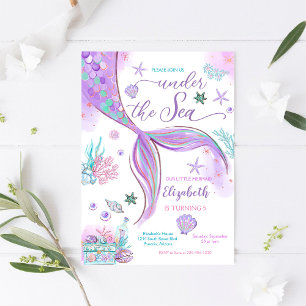 Mermaid Under the Sea Birthday Invitation