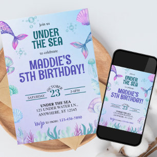 Mermaid Under the Sea Birthday Invitation