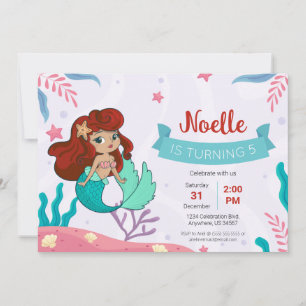 Mermaid Under the Sea Birthday Invitation