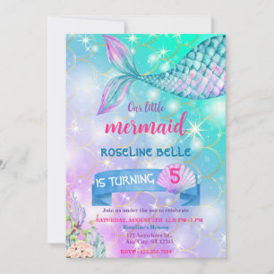 Mermaid Under The Sea  Birthday Invitation