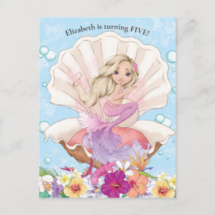 Mermaid Under The Sea Birthday Invitation Postcard