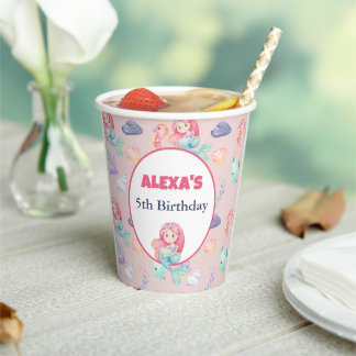 Mermaid Under the Sea Birthday Paper Cups