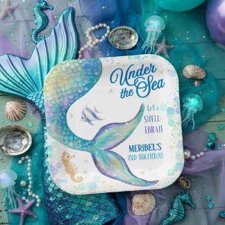 Mermaid Under the Sea Birthday Paper Plate