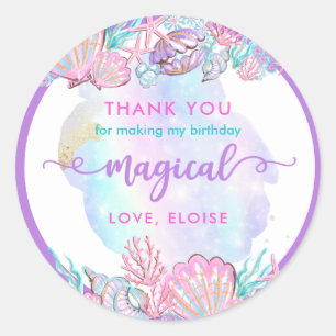 Mermaid Under The Sea Birthday Party Favor Classic Round Sticker