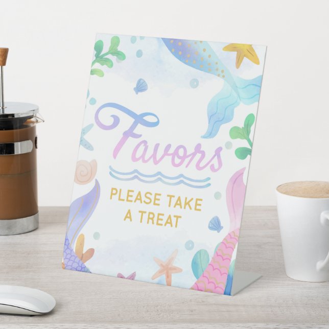 Mermaid Under The Sea Birthday Party Favour Pedestal Sign (In SItu)