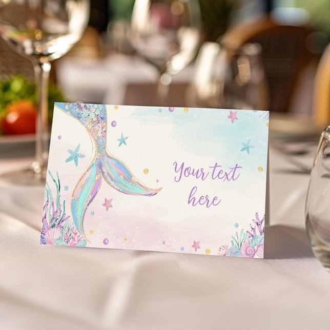 Mermaid Under the Sea Birthday Party Food Tent Place Card (Creator Uploaded)