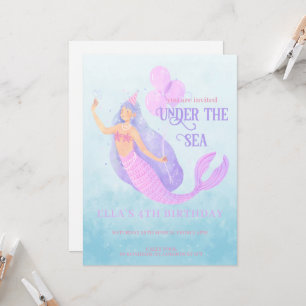 Mermaid Under the Sea Birthday Party Invitation