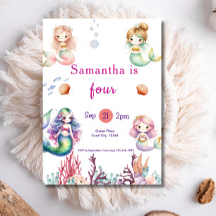 Mermaid Under The Sea Birthday Party Invitation
