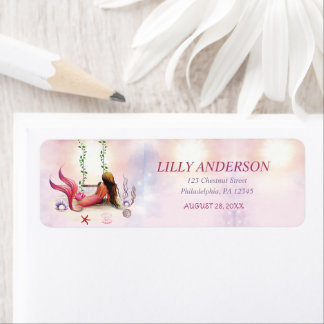 Mermaid Under The Sea Birthday Party Return Address Label