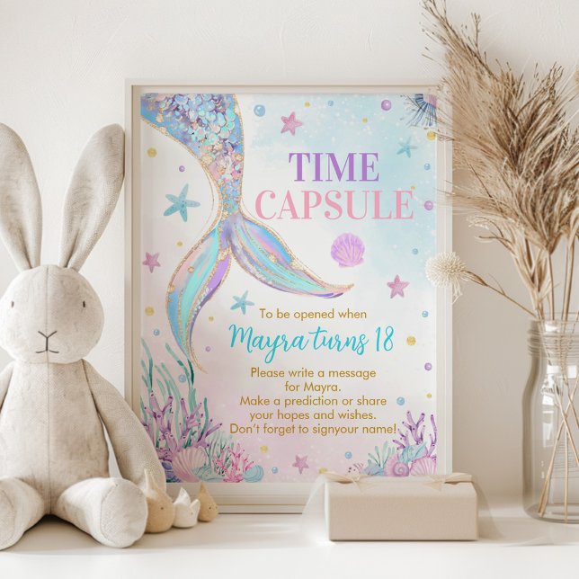 Mermaid Under the Sea Birthday Time Capsule Sign (Creator Uploaded)