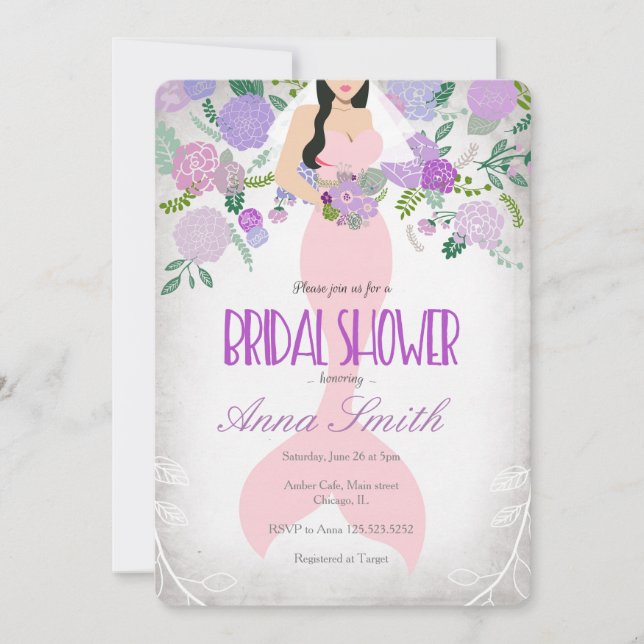 Mermaid under the sea bridal shower invite (Front)