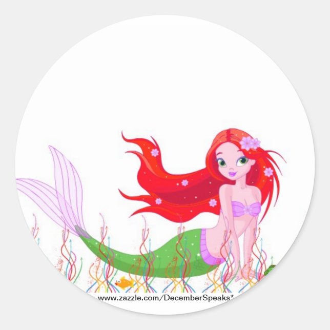 Mermaid under the sea classic round sticker (Front)