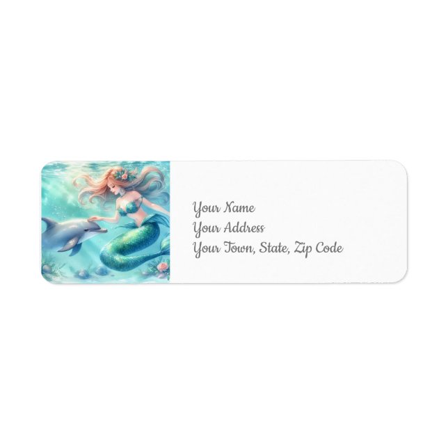 Mermaid Under the Sea Coastal Beach Return Address Label (Front)