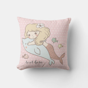 mermaid , under the sea, cute girl, adorbale, cushion