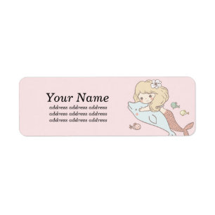 mermaid , under the sea, cute , girl, adorbale, return address label