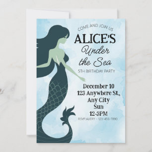 Mermaid Under The Sea Dive Into Five 5th Birthday  Invitation