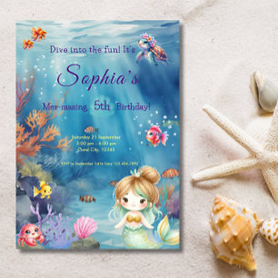 Mermaid Under The Sea Dive into Fun Birthday Party Invitation