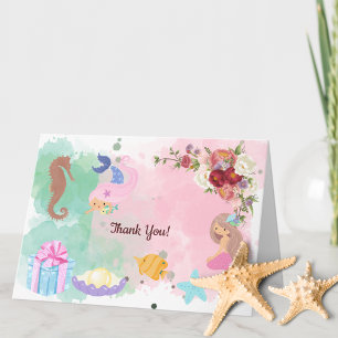 Mermaid Under The Sea Folded Thank You Card