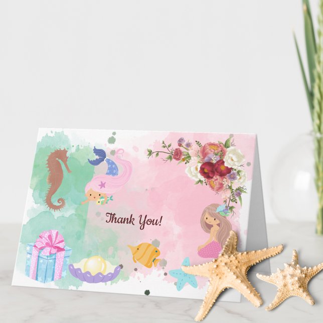 Mermaid Under The Sea Folded Thank You Card (Creator Uploaded)