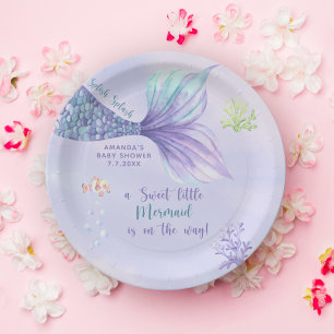 Mermaid Under The Sea Girl Baby Shower Paper Plate