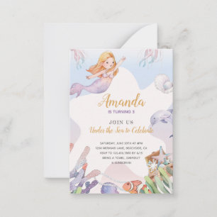 Mermaid Under the Sea Girl Birthday Invitation