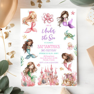 Mermaid Under the Sea Girl Birthday Party Invitation
