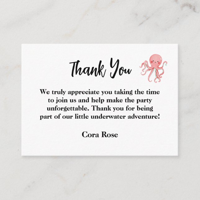 Mermaid Under The Sea Girl Birthday Thank You Enclosure Card (Front)