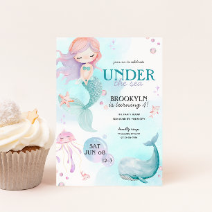Mermaid Under The Sea Girls Birthday Party Invitation