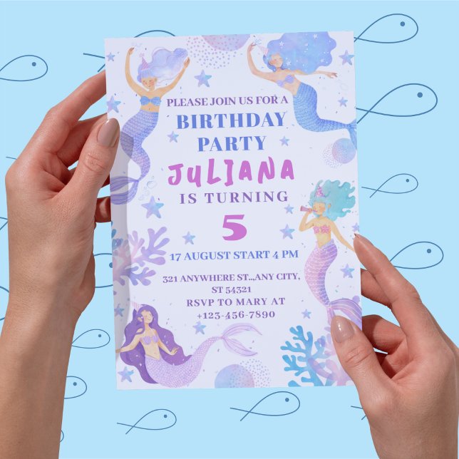 Mermaid Under The Sea Girls Birthday Party  Invitation (Creator Uploaded)