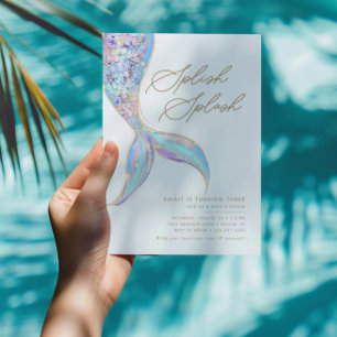 Mermaid Under the Sea Girls Blue Birthday Party Invitation