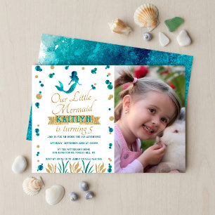 Mermaid Under The Sea Girls Photo Any Age Birthday Invitation