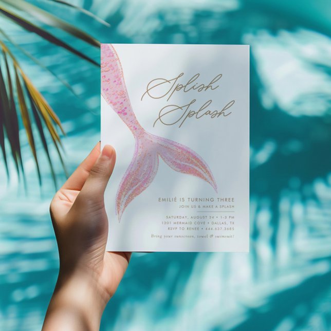 Mermaid Under the Sea Girls Pretty Pink Birthday Invitation (Creator Uploaded)