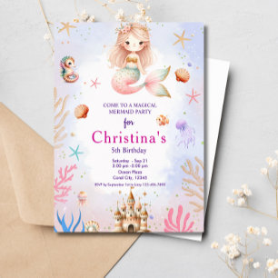 Mermaid Under The Sea Magical Birthday Party Invitation