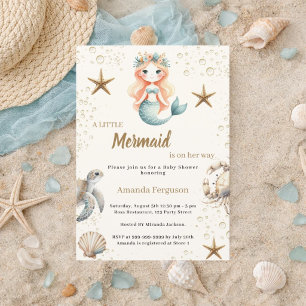 Mermaid Under the sea ocean animals Baby Shower Invitation