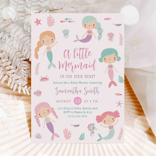 Mermaid Under The Sea Ocean Baby Shower Invitation
