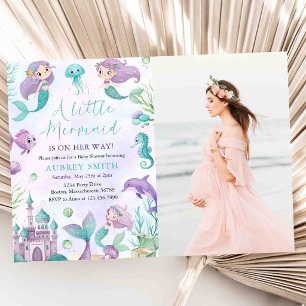 Mermaid Under The Sea Ocean Baby Shower Photo Invitation