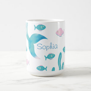 Mermaid Under the Sea Pastel Pink Blue Coffee Mug