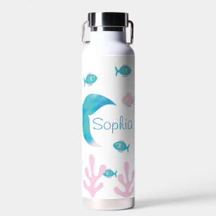 Mermaid Under the Sea Pastel Pink Blue Water Bottle