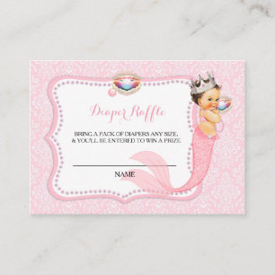 Mermaid Under the Sea Pink Diaper Raffle Ticket Enclosure Card