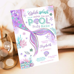 Mermaid Under the Sea Pool Party Invitation
