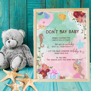 Mermaid Under The Sea Shhhh Don't Say Baby Game Poster