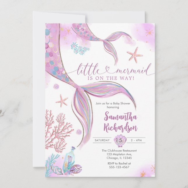 Mermaid Under the Sea Splish Splash Baby Shower Invitation (Front)