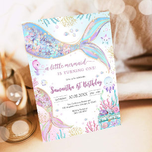 Mermaid Under the Sea Splish Splash Birthday Invitation