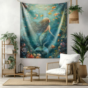 Mermaid Under The Sea Tapestry