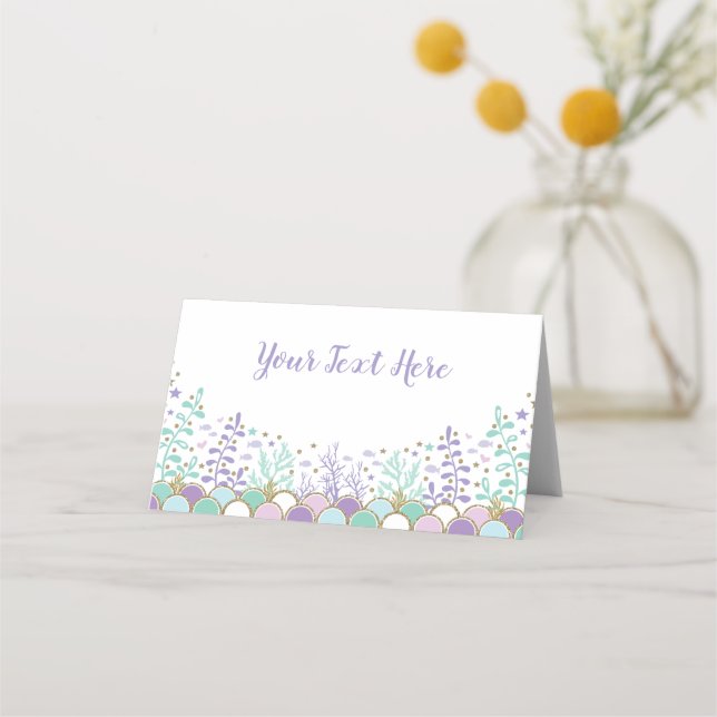 Mermaid Under the Sea Underwater Beach Ocean Coral Place Card (Front)